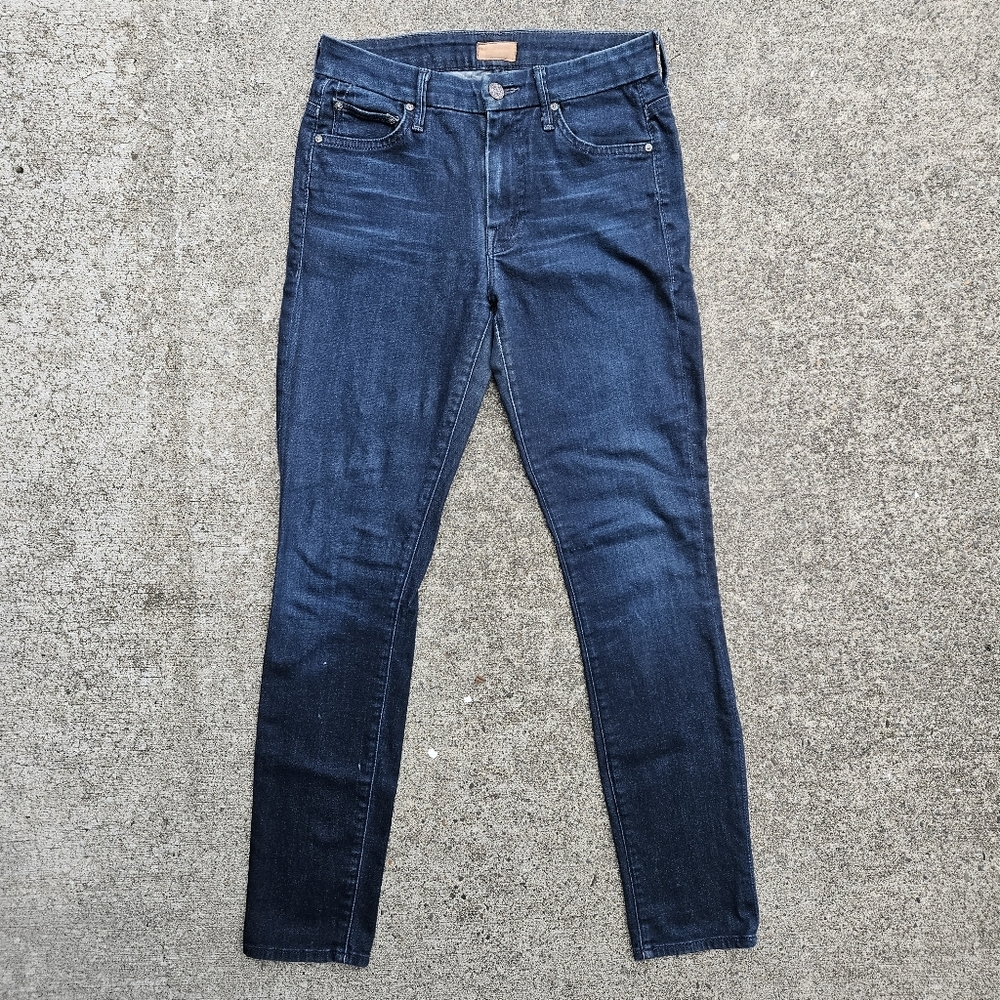 MOTHER High Waisted Looker Strange Brew Skinny Jeans Dark Blue Women's Size 25